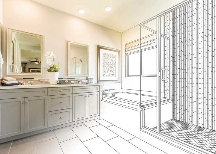 A blueprint design shows the potential of a Marco Island bathroom after bathroom remodeling services.